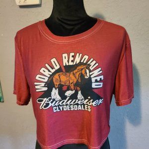 Burgundy Ladies Budweiser Clydesdales Crop Top Size Large XL